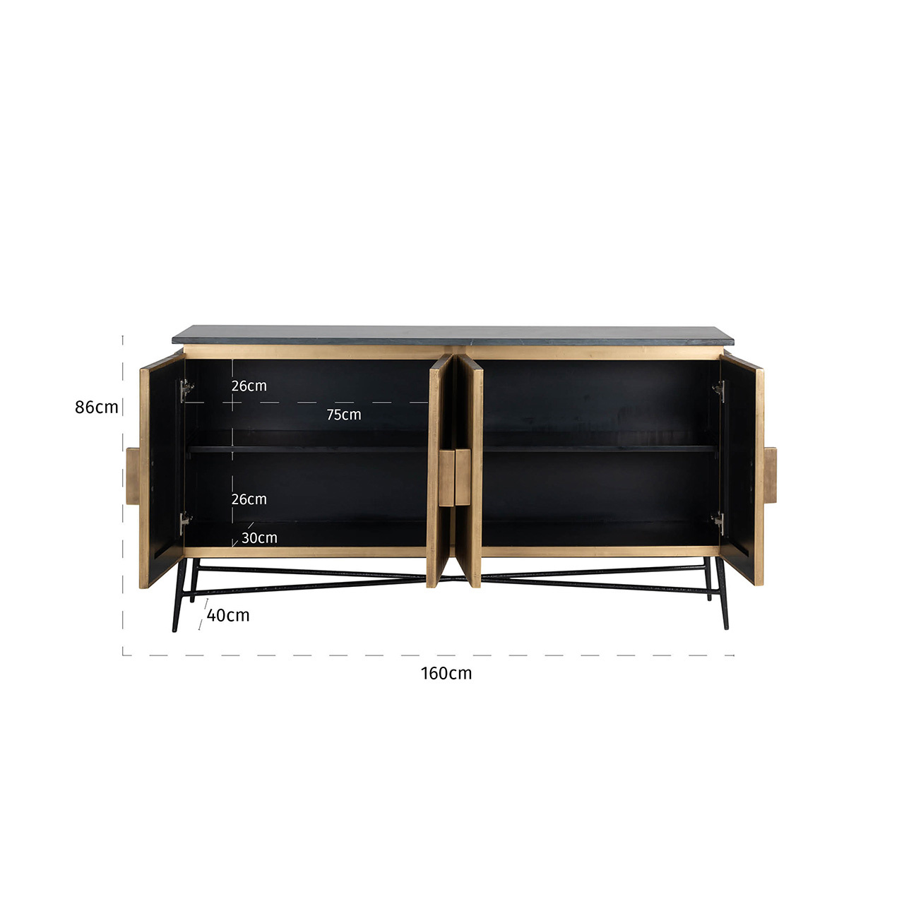 Dressoir Ironville 4-deuren - stock