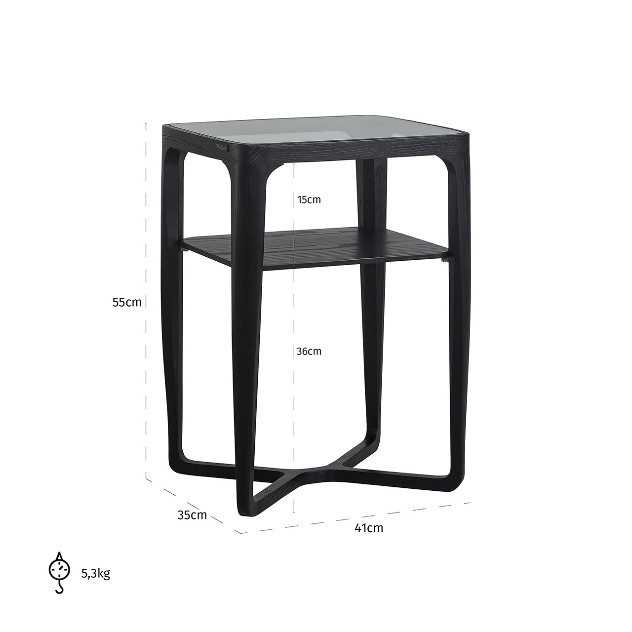 Bijzettafel Monfort 1-plank (Black)