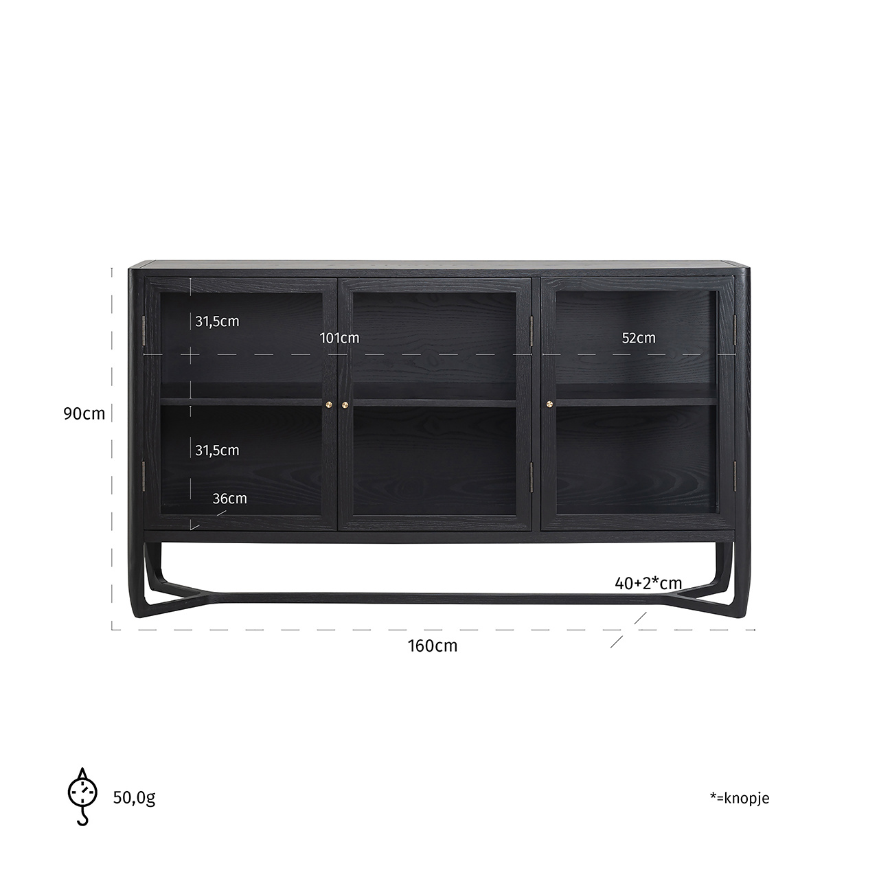 Dressoir Monfort 3-deuren (Black)