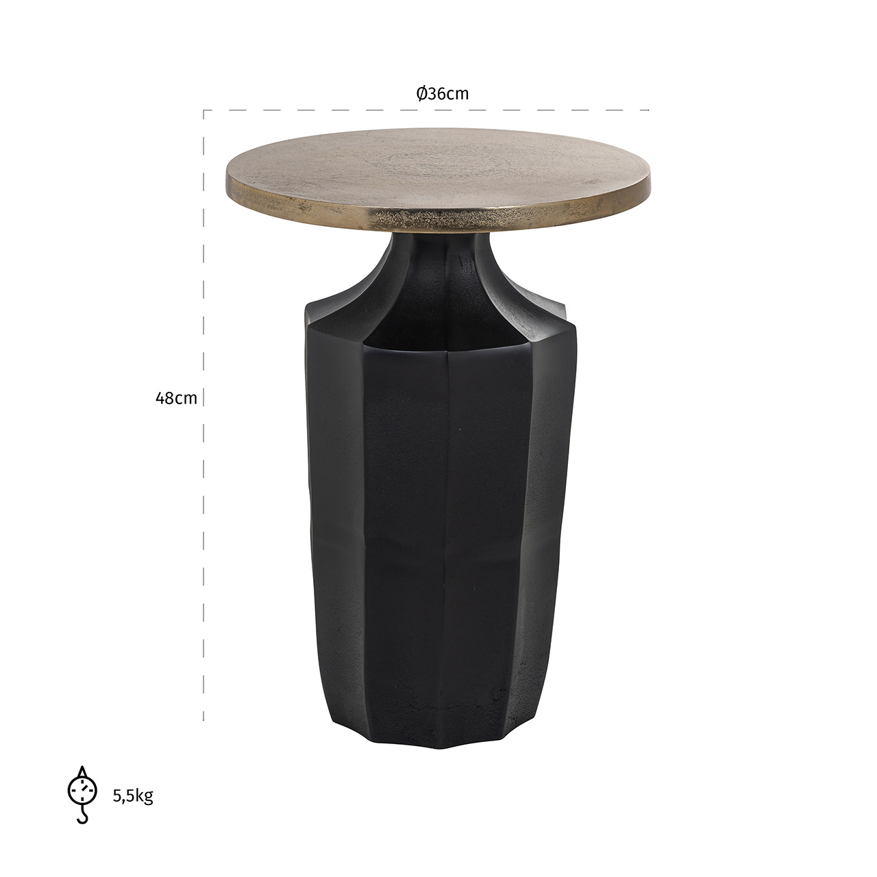 Bijzettafel Evie (Black/gold)