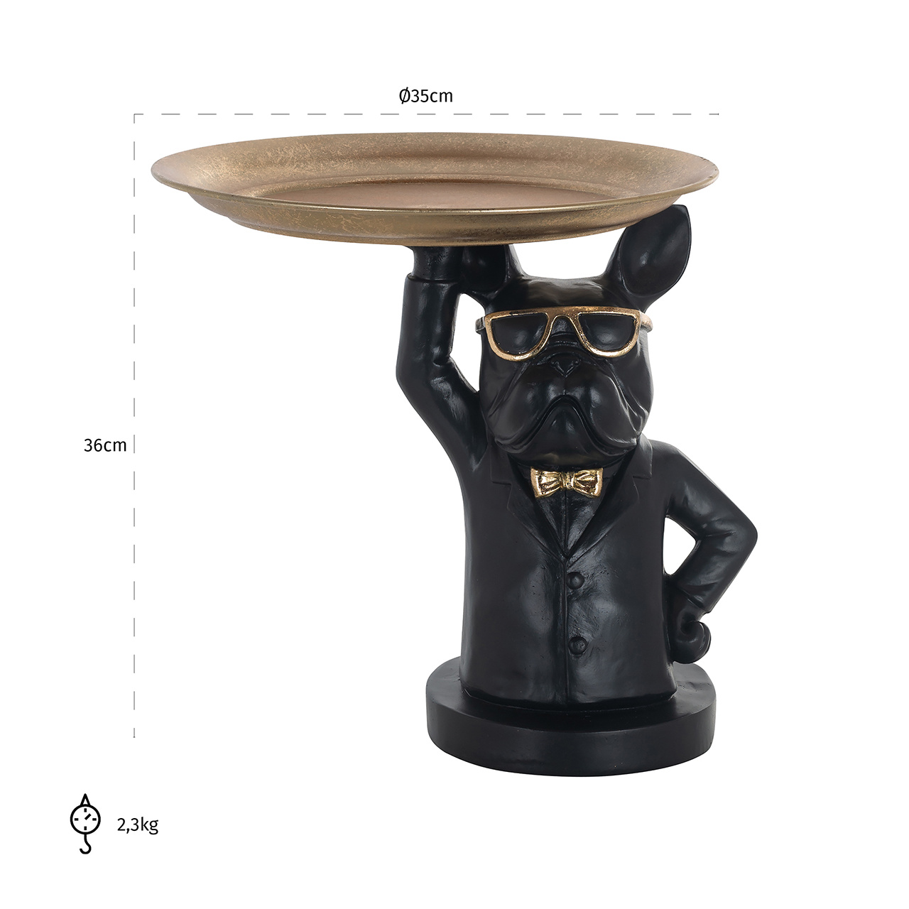Dienblad Sonny (Black/gold)