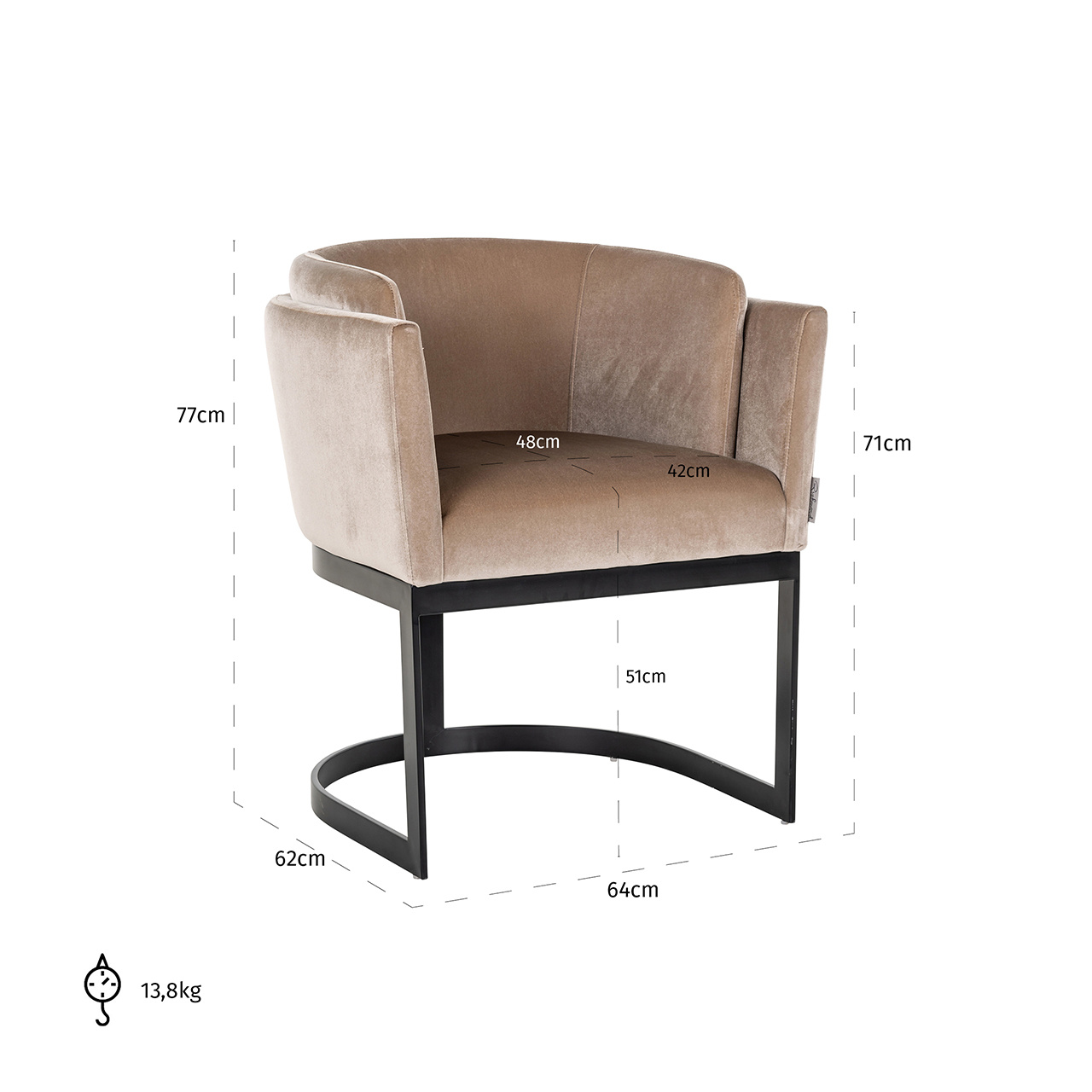 Stoel Emerson sand velvet (Genova 904 Sand)