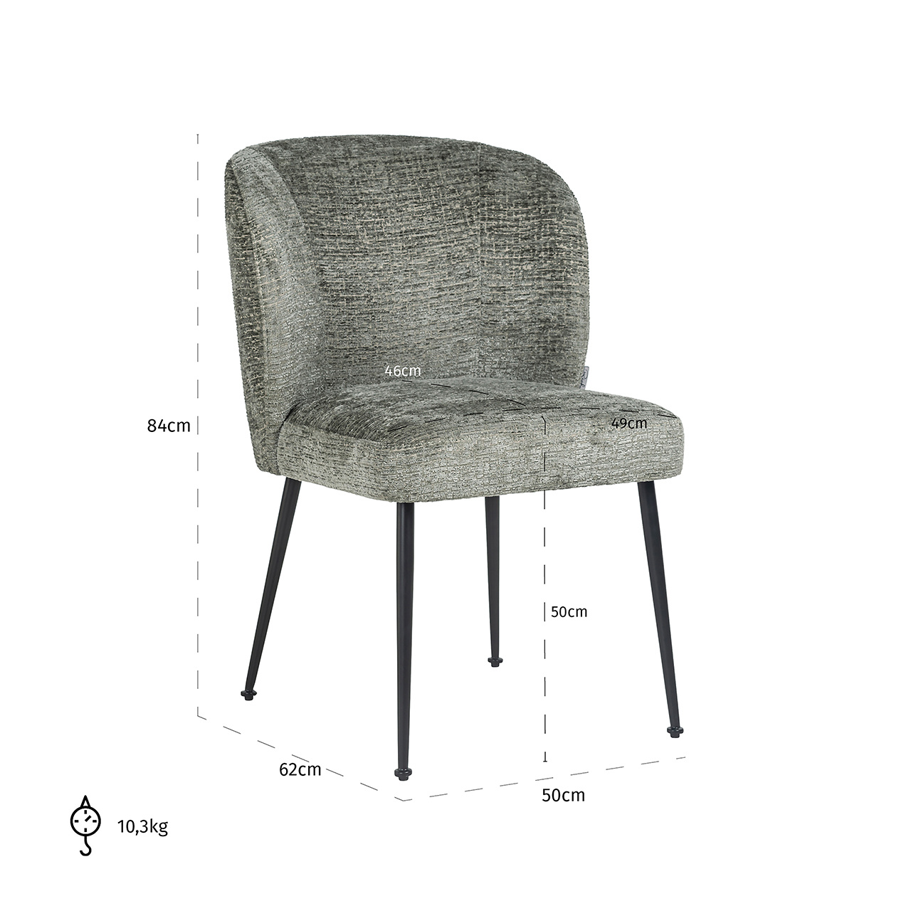 Stoel Fallon thyme fusion / Black (Genova 504 Jade)
