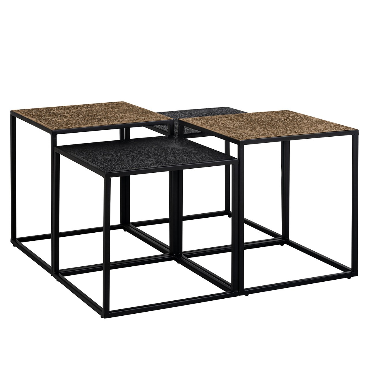 Salontafel Ely set van 4 (Black/gold)