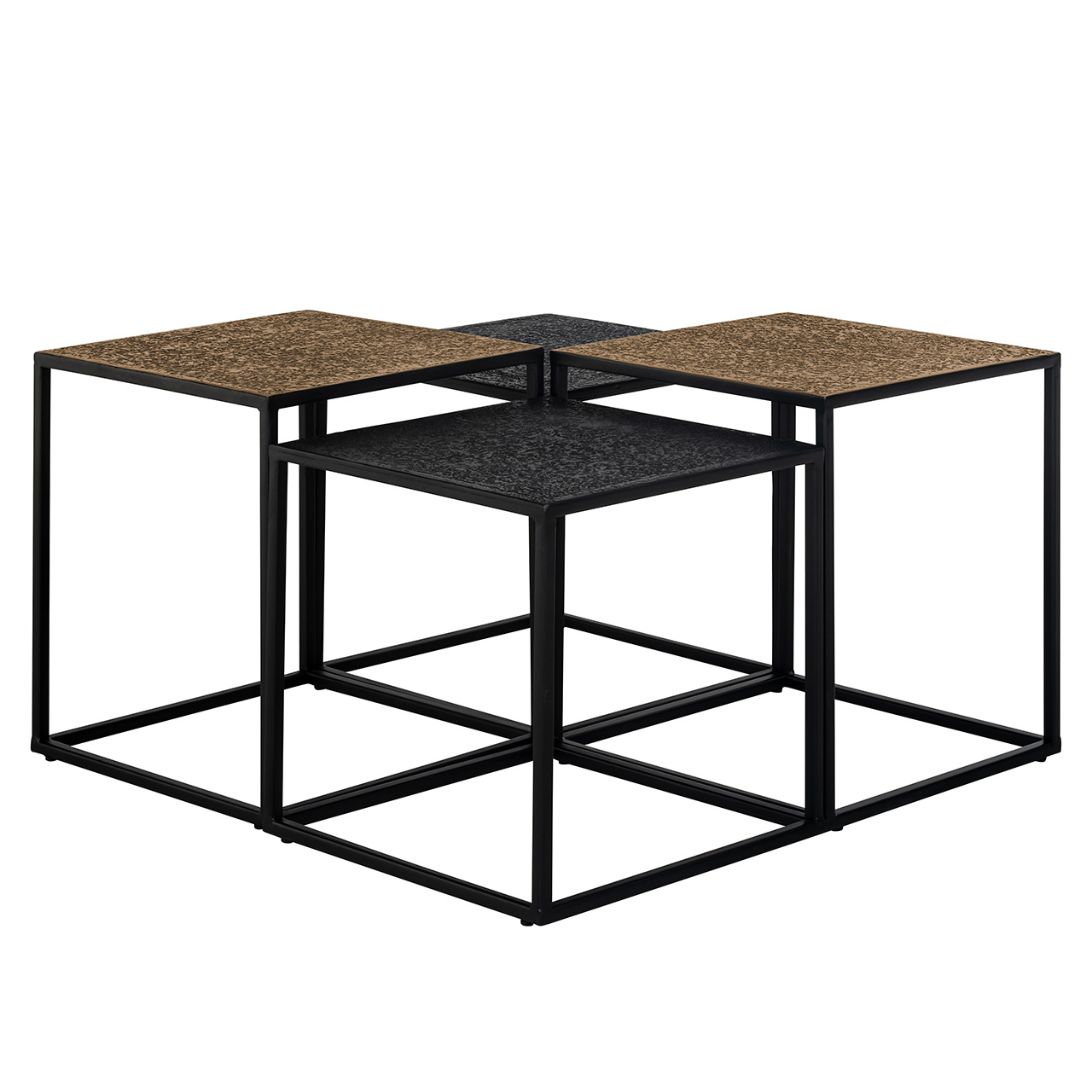 Salontafel Ely set van 4 (Black/gold)