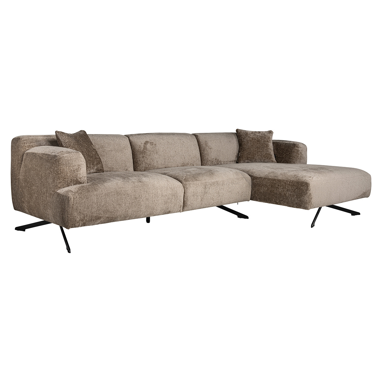 Bank Donavan 3-zits + lounge rechts (Bergen 104 taupe chenille)