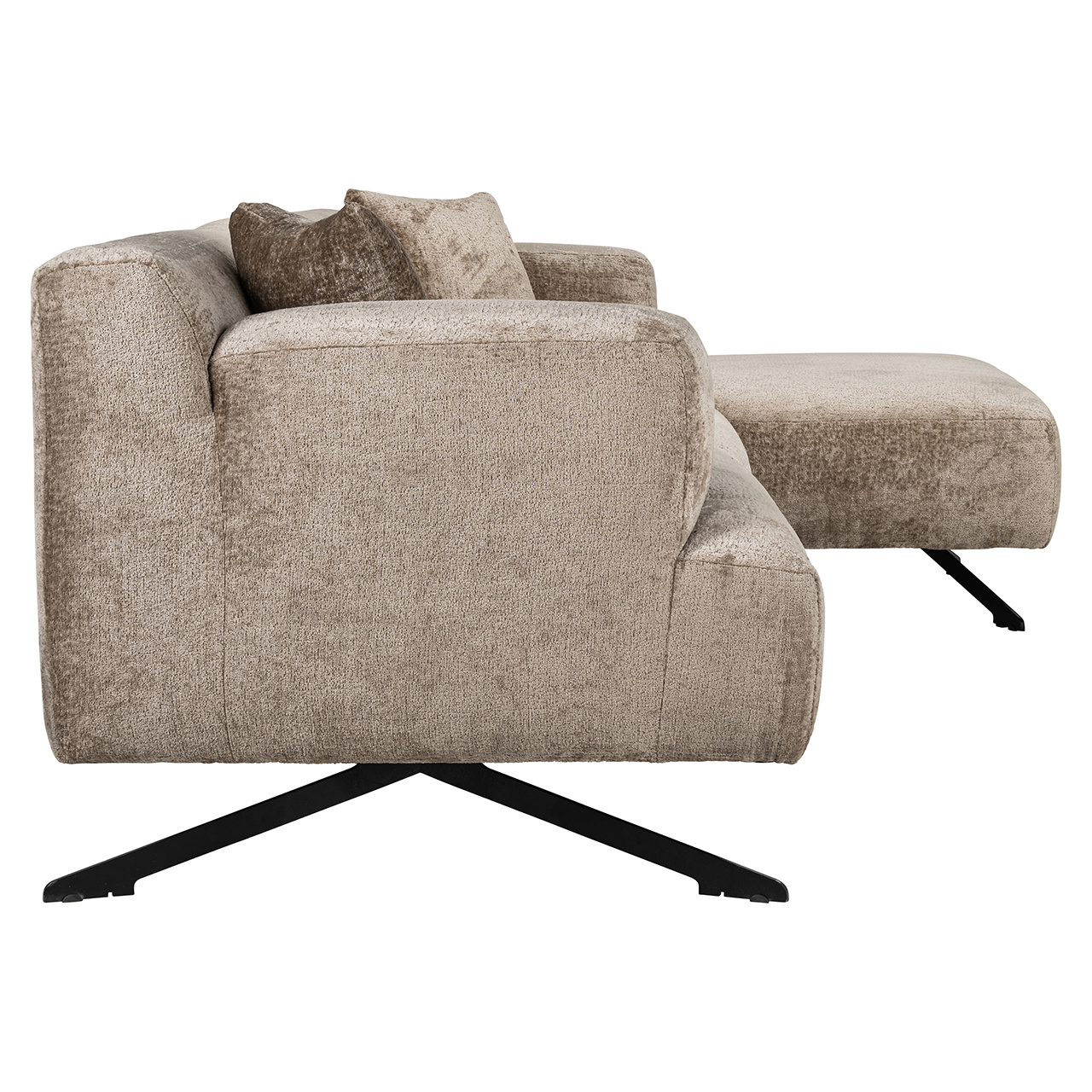 Bank Donavan 3-zits + lounge rechts (Bergen 104 taupe chenille)
