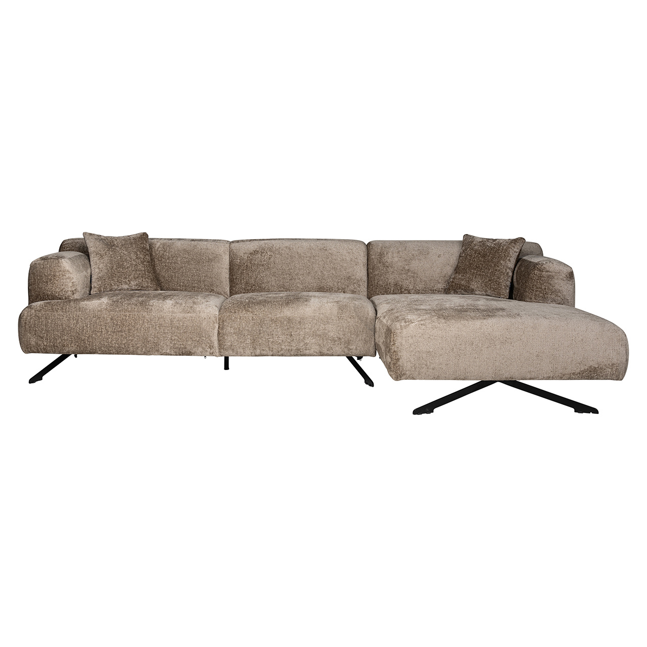 Bank Donavan 3-zits + lounge rechts (Bergen 104 taupe chenille)