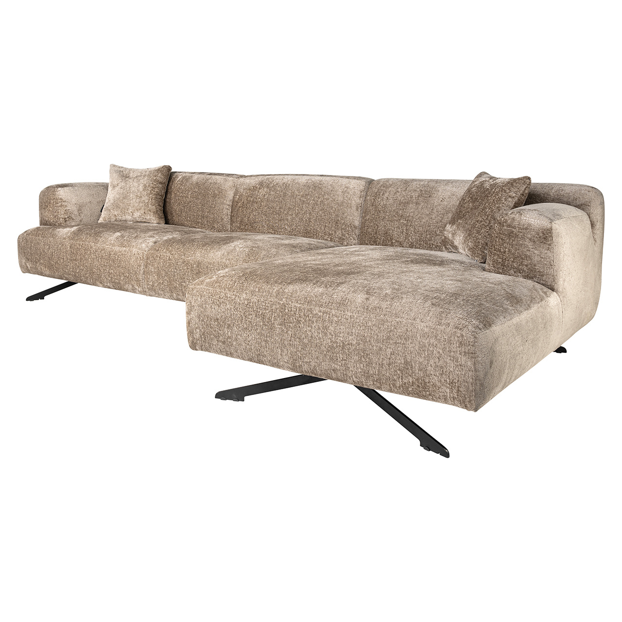 Bank Donavan 3-zits + lounge rechts (Bergen 104 taupe chenille)