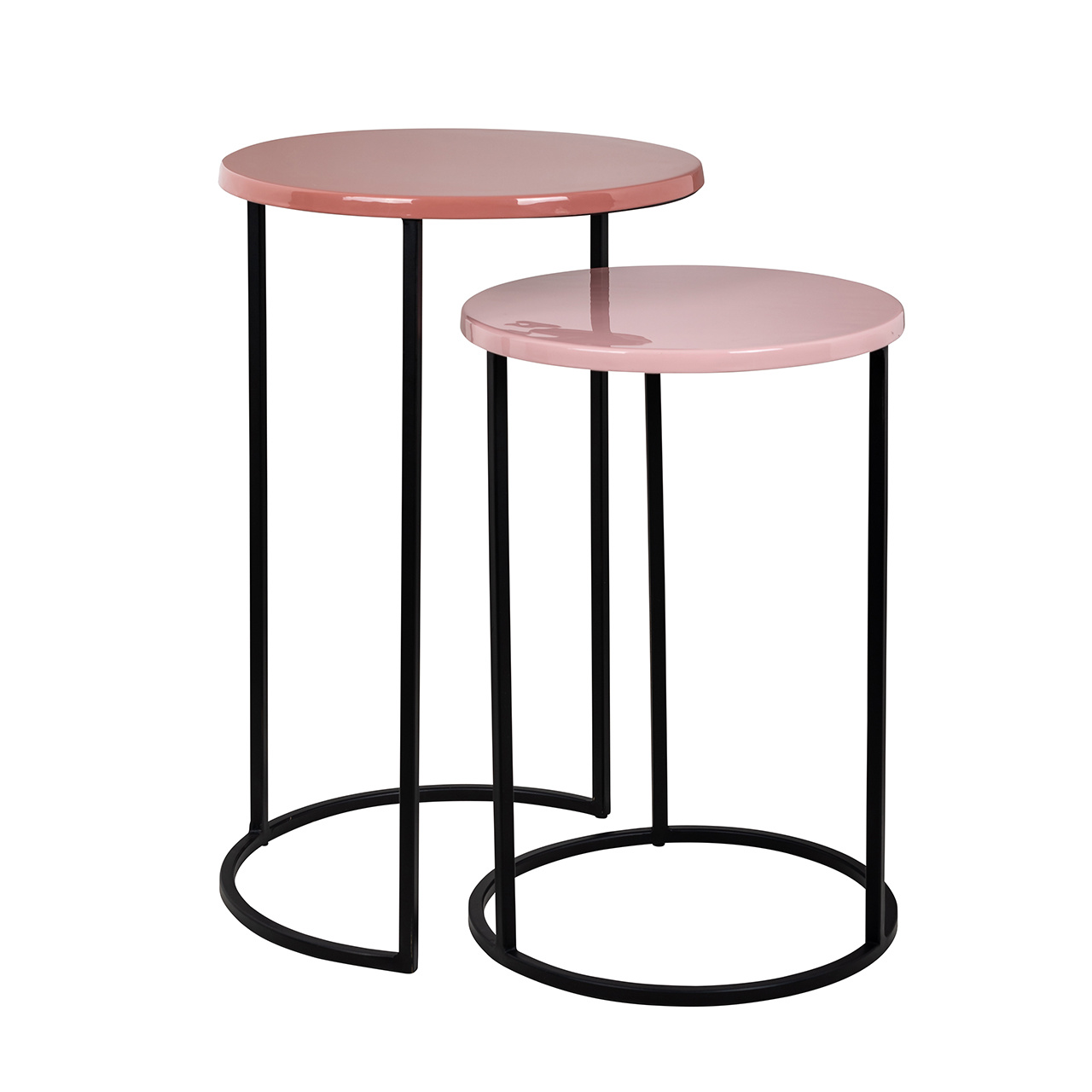 Bijzettafel Yoke roze set van 2 (Pink)