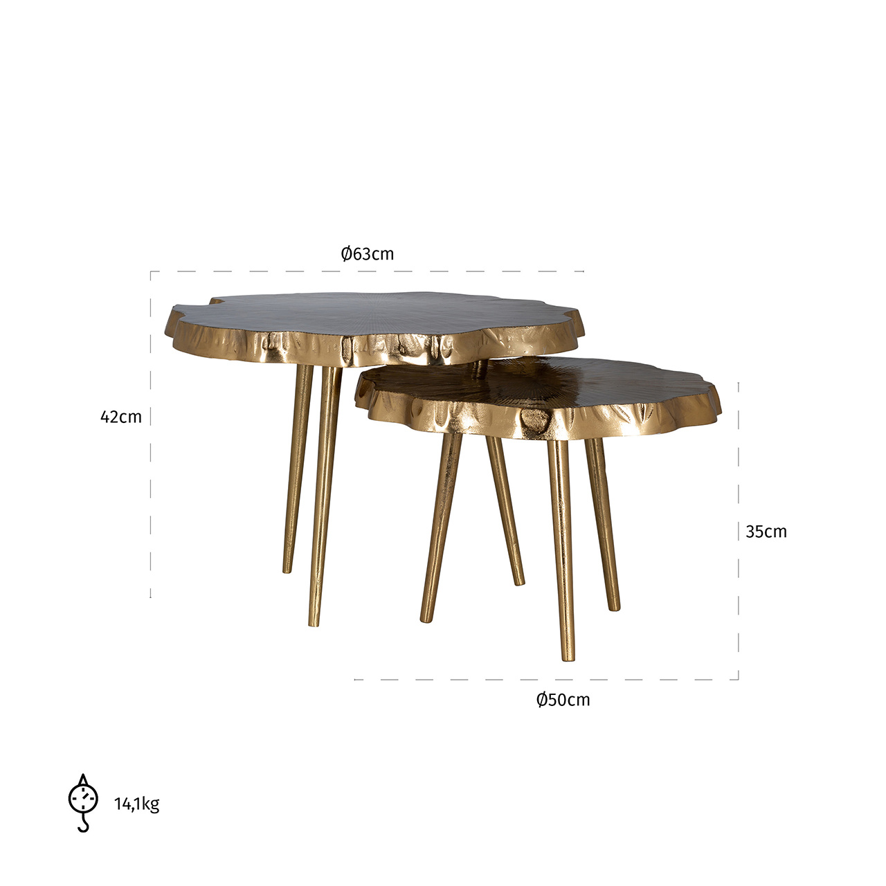 Salontafel Phoeby set van 2 (Brushed Gold)