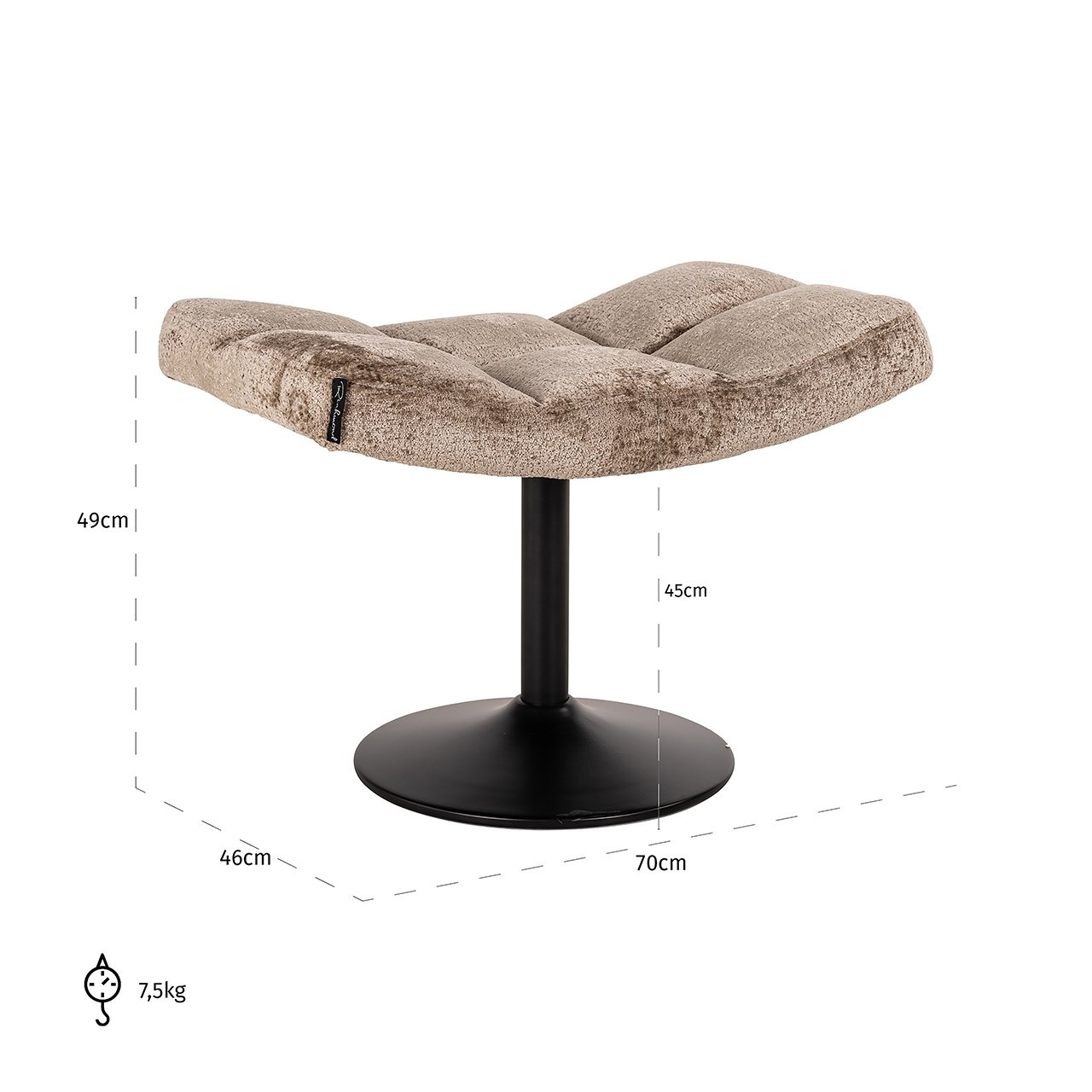 Poef Sydney taupe chenille (Bergen 104 taupe chenille)