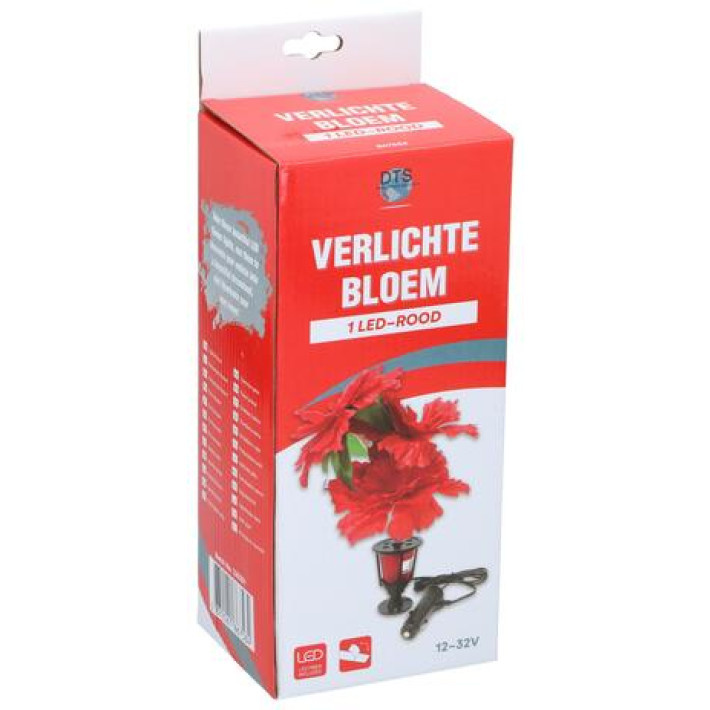 Verlichte Bloem - Rood Licht - 12-32v