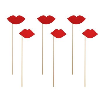 Party Deco Party Prop - Stok met lippen ( 6 stuks )