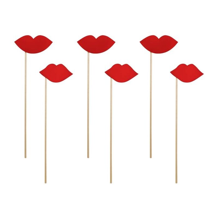 Party Deco Party Prop - LÃ¨vres sur un bÃ¢ton( 6 pieces )