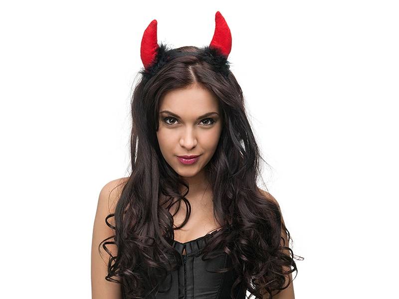 Partyline Duivels hoorn diadeem met bont | Duivel Diadeem