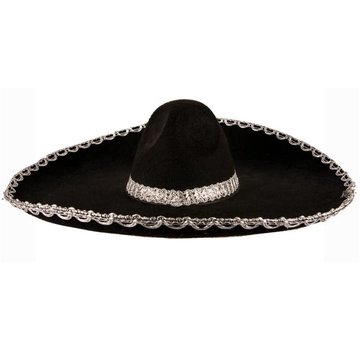 Partyline Sombrero noir bordure argentée adulte