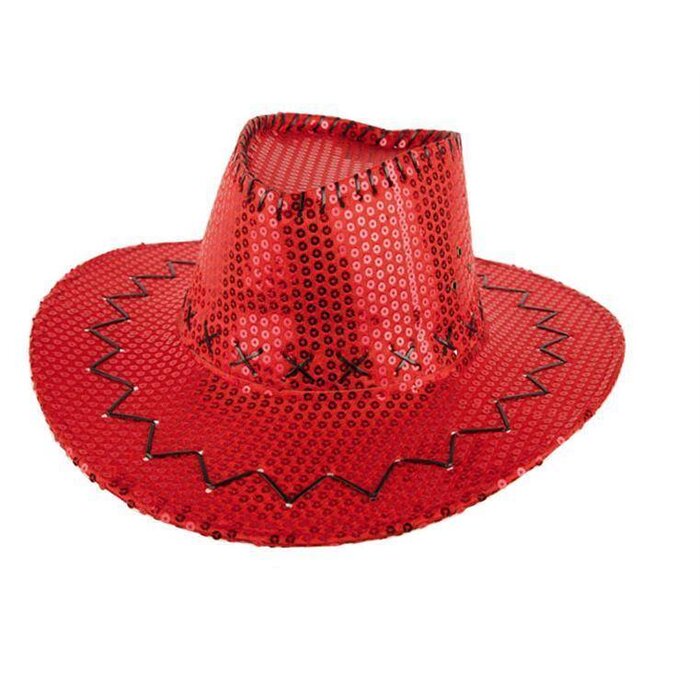 Partyline HAT COWBOY SEQUIN RED