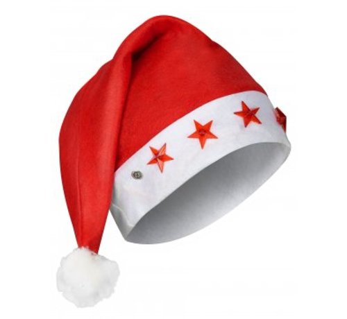 Partyline 12 x Christmas hat + 5 stars LED