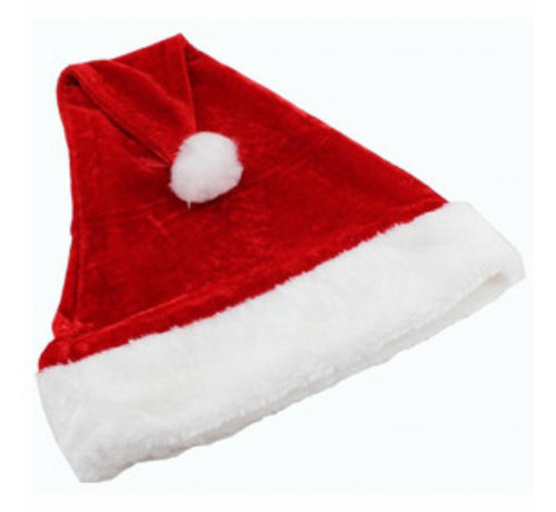 Partyline Bonnet de Noel en peluche | Bonnet de Noel rouge