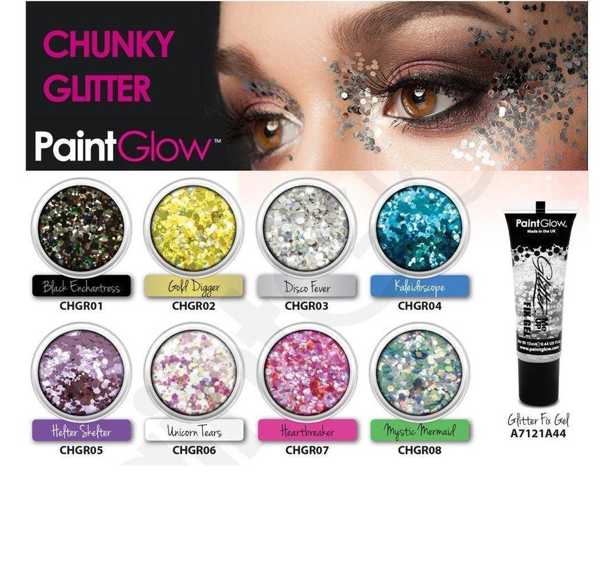PaintGlow - Chunky Cosmetic Glitter, Helter Skelter, 3g