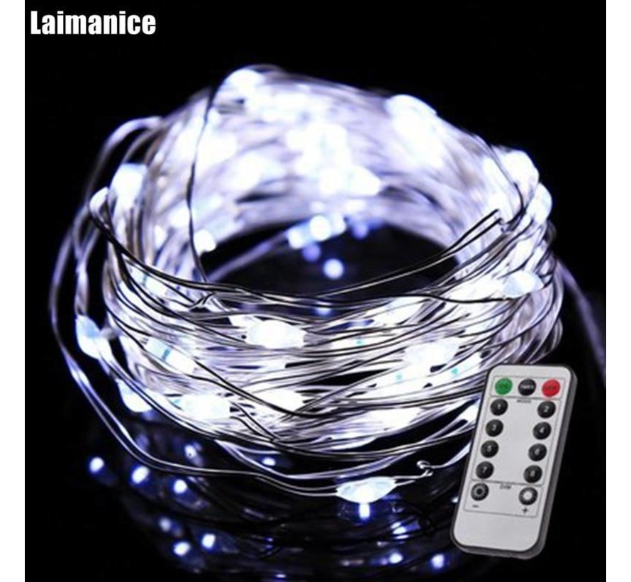 HighBrite 50 Led Necklace 5 m on batteries - White with remote control