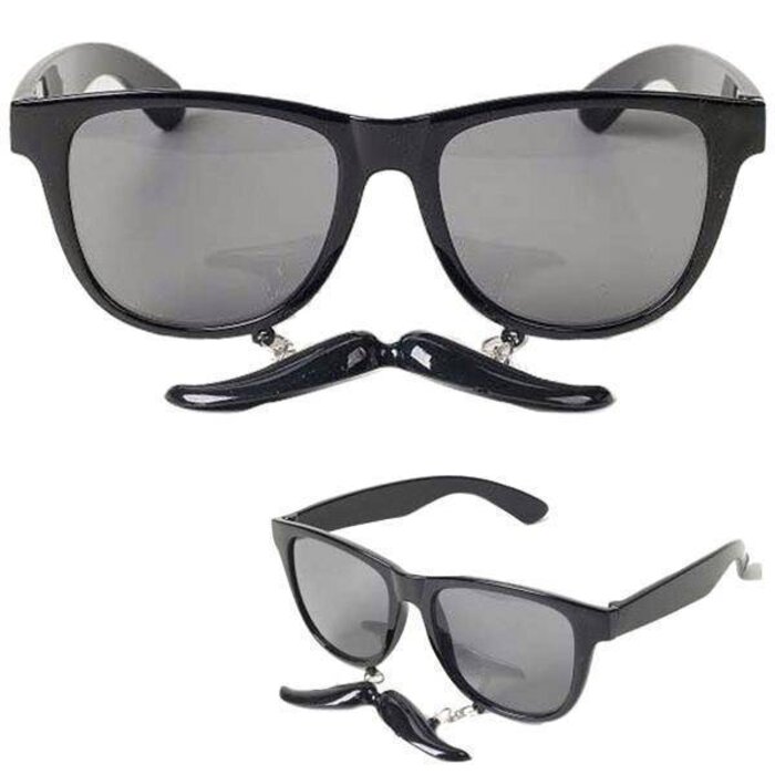 Partyline Glasses with Mustache Black | Black Glasses