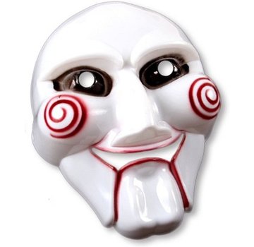 Partyline Ce masque de tueur psychopathe est en plastique blanc. Il représente un effrayant visage avec des spirales rouges imprimées sur les joues.  Ce masque possède des ouvertures au niveau des yeux et de la bouche pour plus de confort.  Il est rattaché à une ca