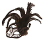 Venetian Mask white / black with flower and feather