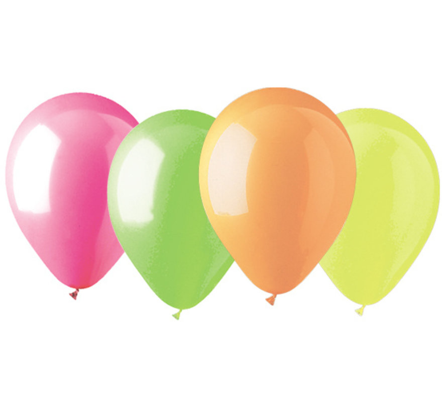 100 PCS Ballon Fluorescent, Ballon en latex Coloré, Plusieurs Couleurs, für  les Fêtes la Lumière Noire, les Anniversaires, les Carnavals