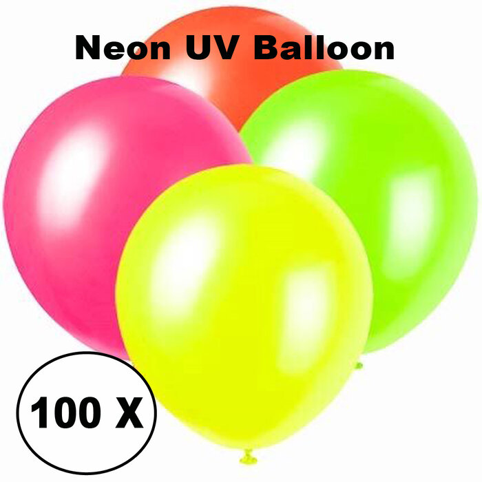 Breaklight.be Ballons UV au néon - 100 pièces - 4 couleurs