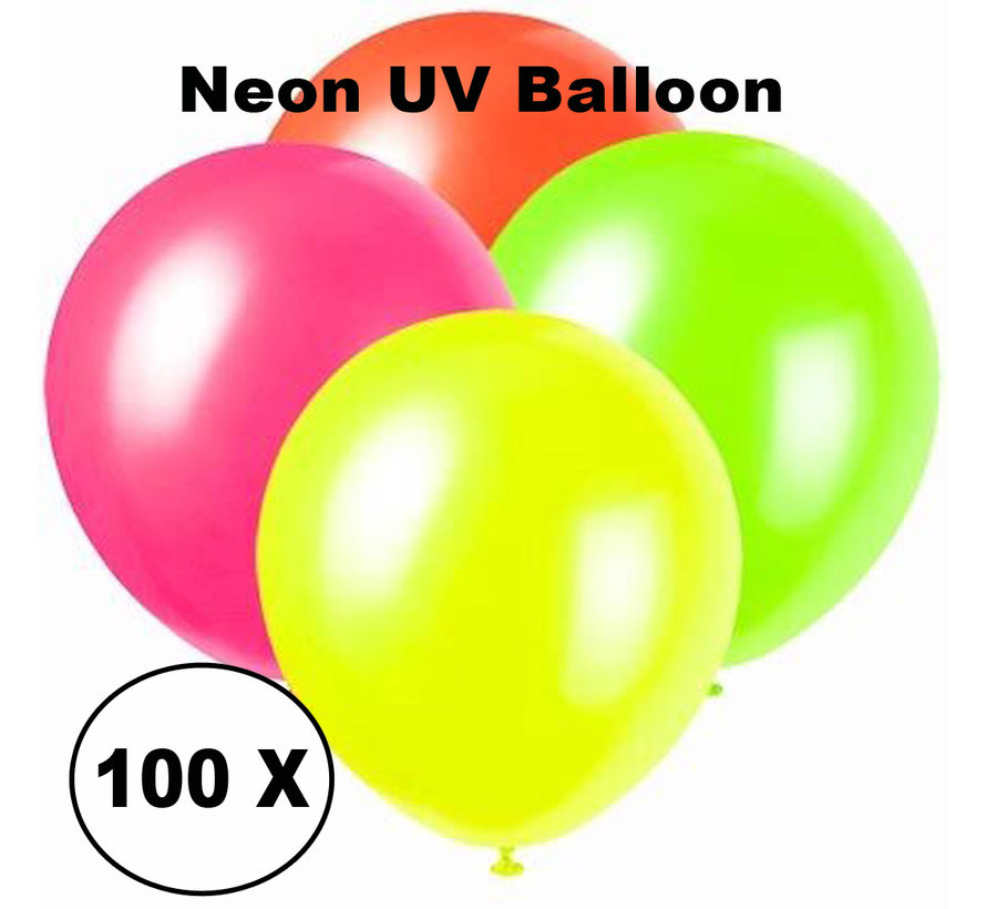 Ballons UV au néon - 100 pièces - 4 couleurs