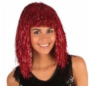 Partyline Disco wig tinsel Red