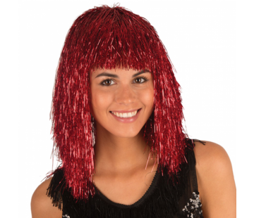 Partyline Disco wig tinsel Red