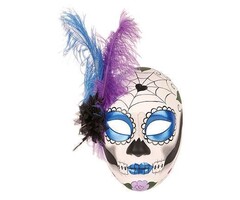 Partyline Day of dead mask woman with feather