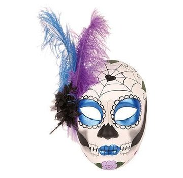 Partyline Day of dead mask woman with feather