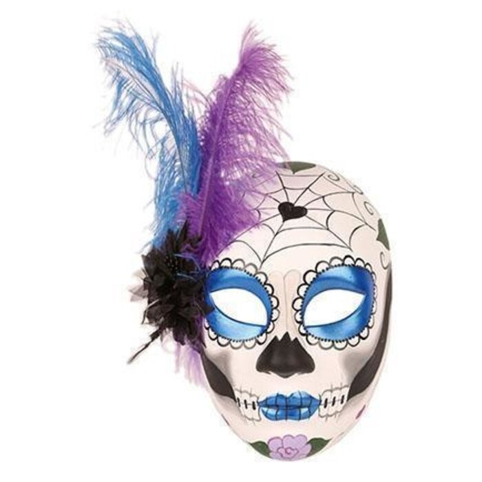 Partyline Day of dead mask woman with feather
