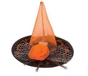 Partyline Hat Witch Mini Black/Orange + LED