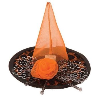 Partyline Chapeau Sorcière Mini Noir/Orange + LED