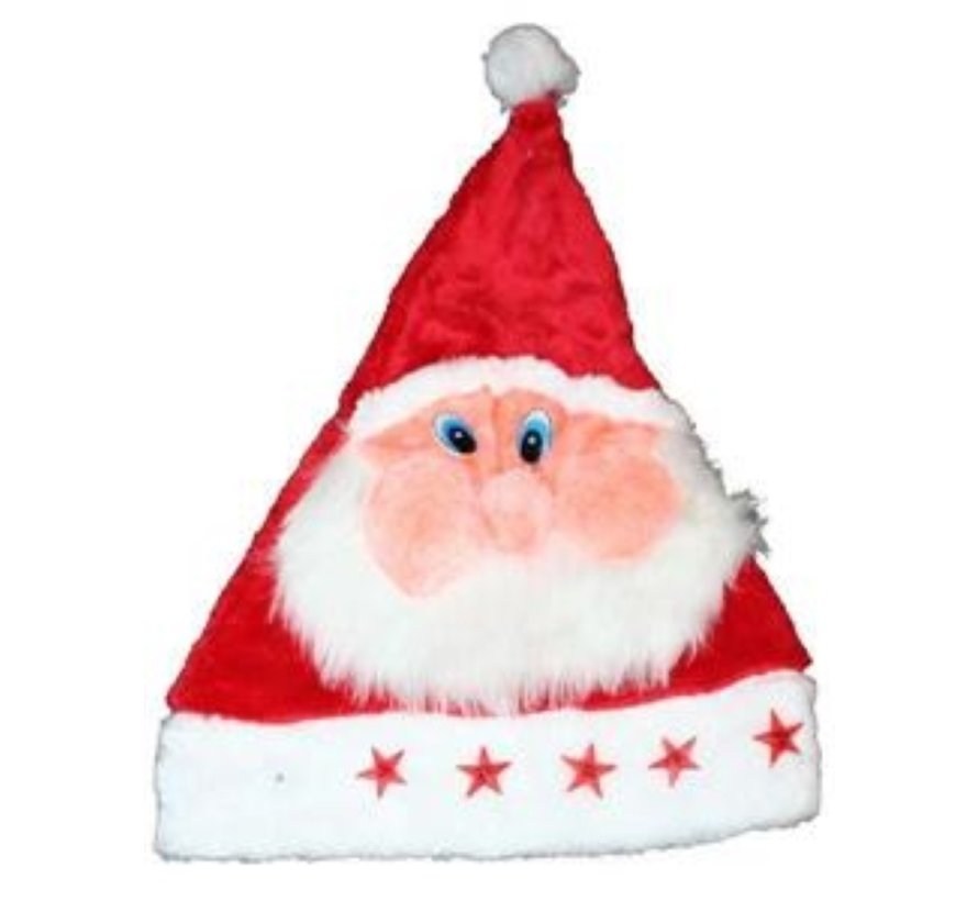 12 x Bonnet de Noël Peluche Père Noël avec lumières