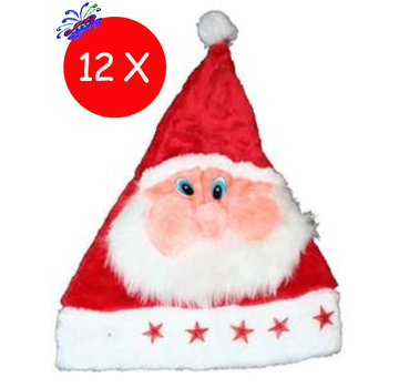 Breaklight.be 12 x Christmas hat Plush Santa with lights