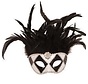 Venetian Mask white / black with black plumes