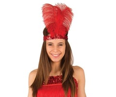 Partyline Bandeau Charleston rouge avec plume