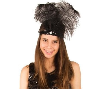 Partyline Charleston headband black with feather