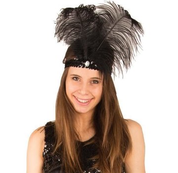 Partyline Bandeau Charleston noir avec plume