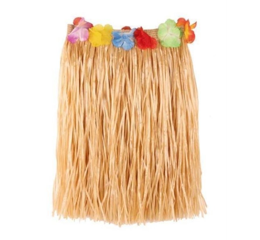 Raffia Jupe Naturel + Fleurs 50cm