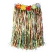 Partyline Raffia Rok Multi + Bloemen 60cm