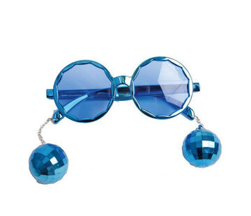 Partyline Disco Bril blauw met discoballetjes | Kinderbril
