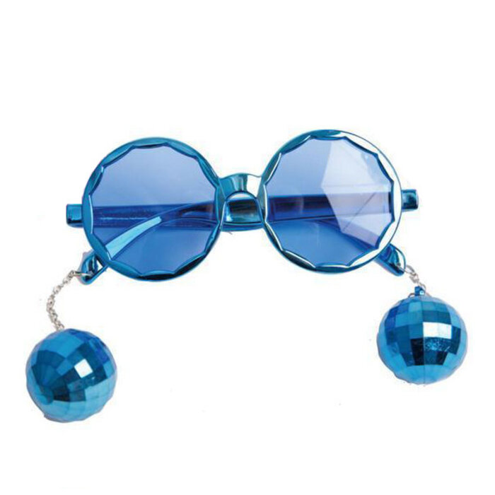 Partyline Disco Bril blauw met discoballetjes | Kinderbril