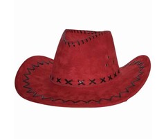 Partyline Cowboyhoed | Suede look Rood